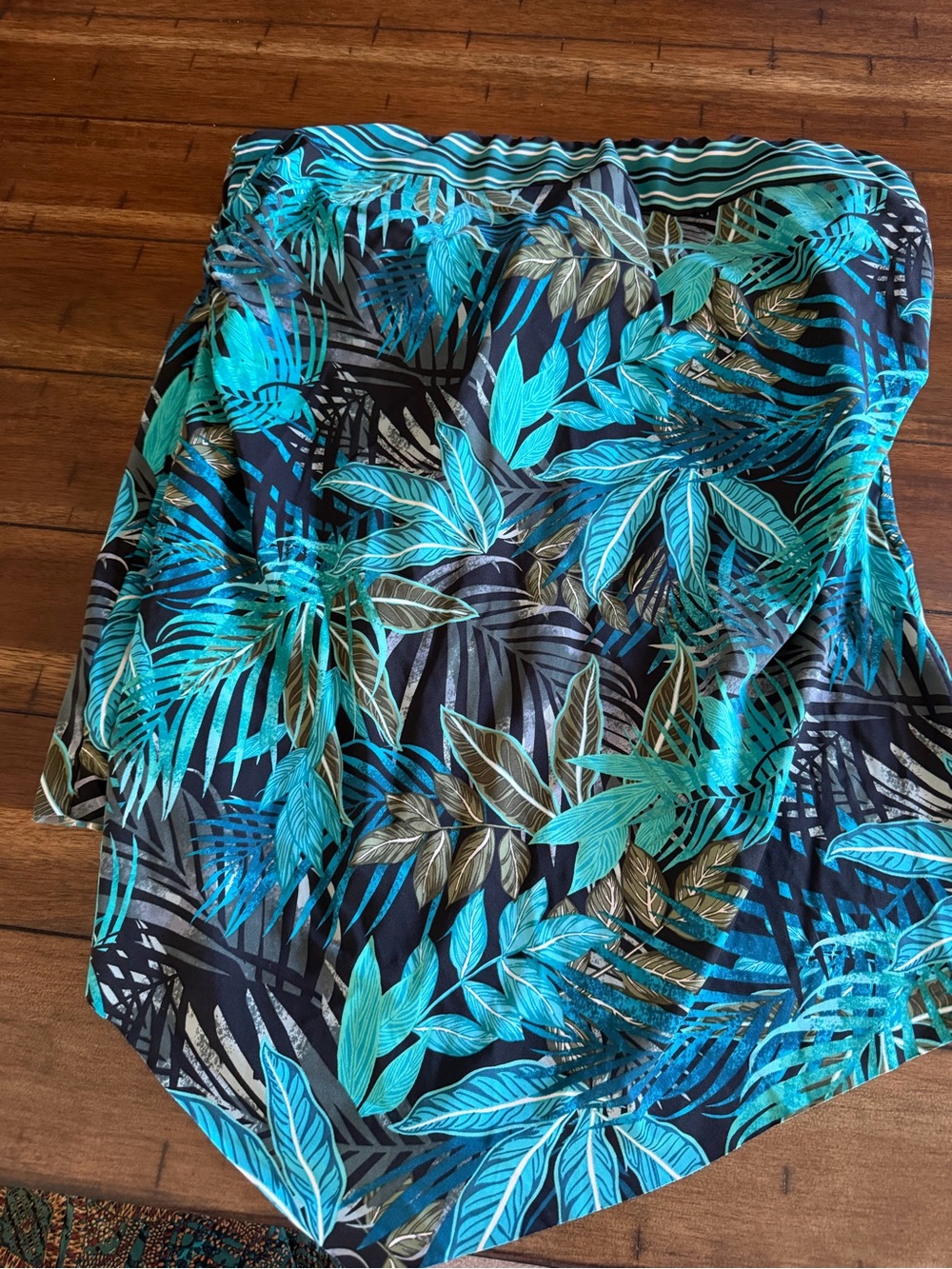 Miraclesuit Teal Blue Tropical Leaf hankini tankini top
